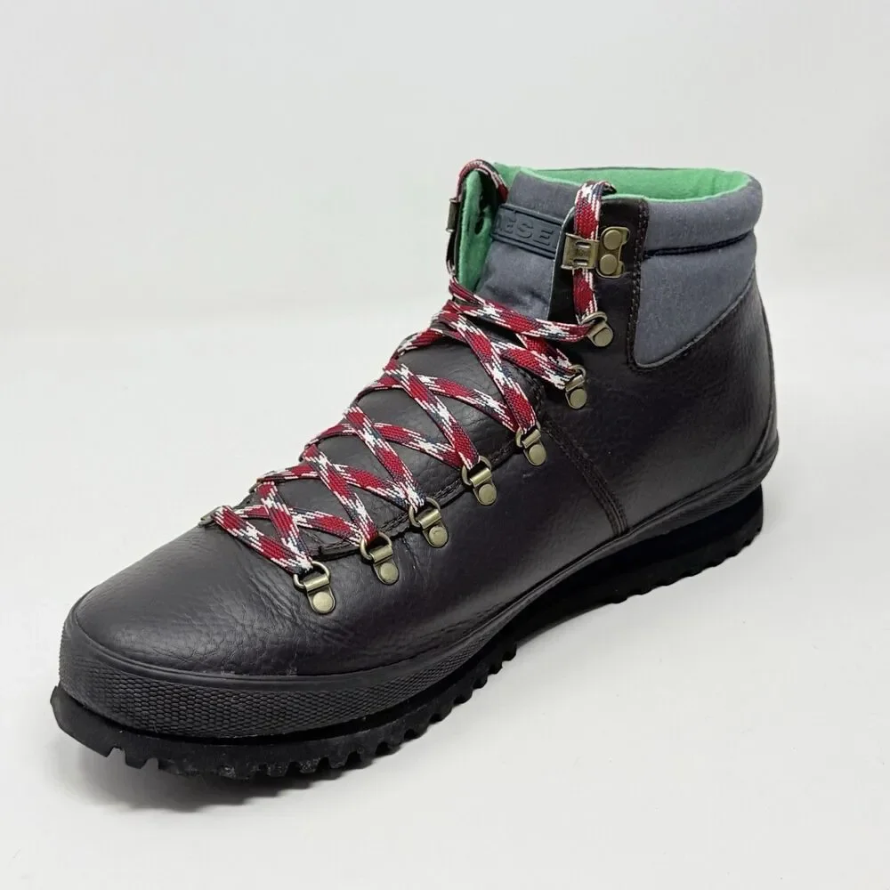 Diesel Quebec Hiking Boots Mens 13 Brown Leather Gorpcore Trekking Lined